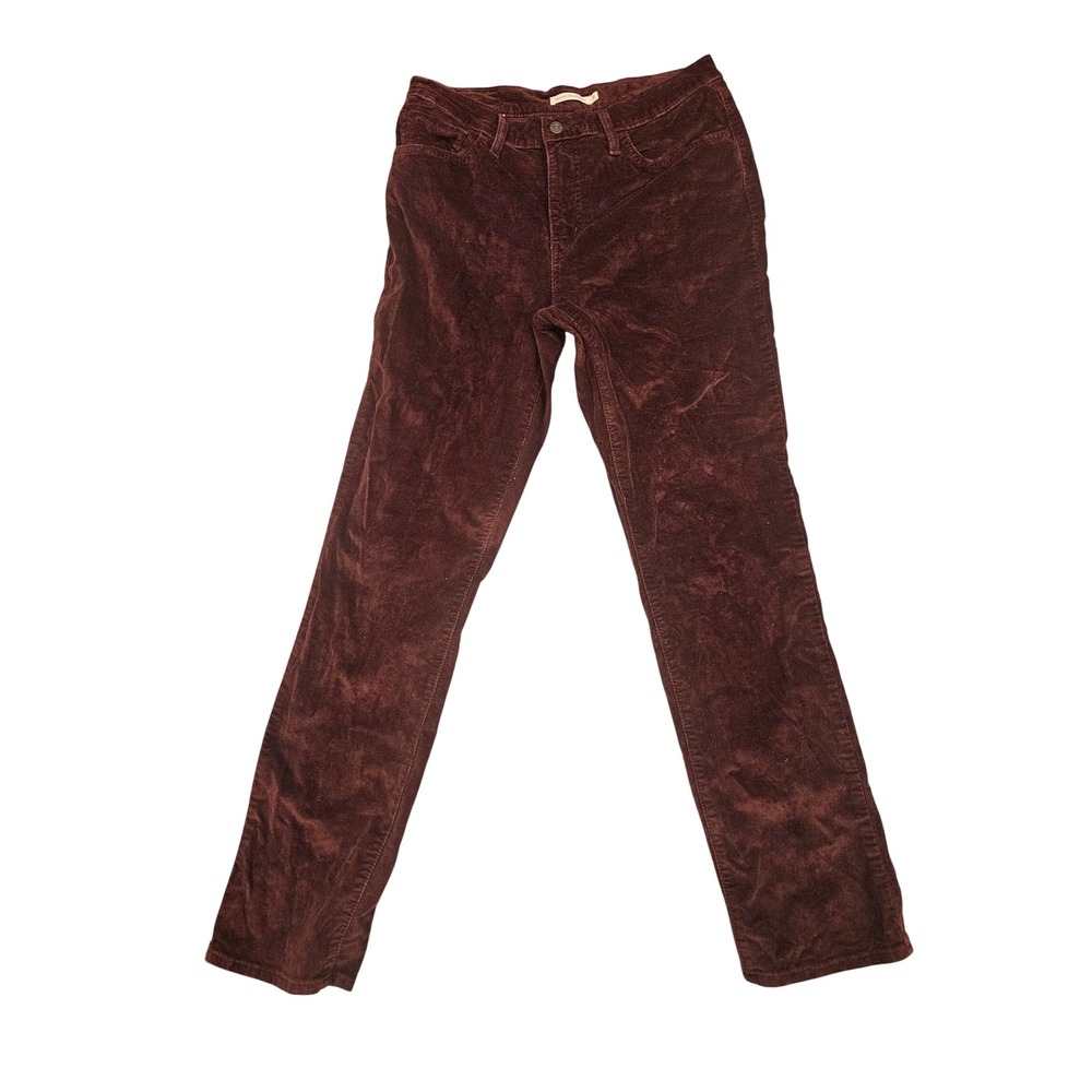 Levis 724 High Rise Straight Pants Womens 31 Burgundy Excellent Corduroy